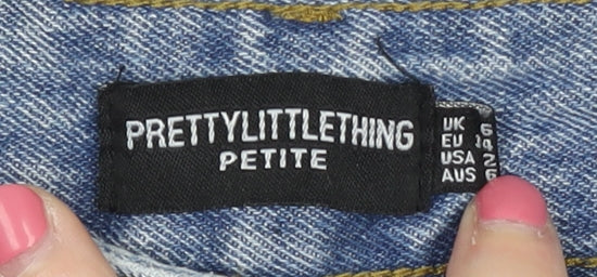 PRETTYLITTLETHING Women's Blue Petite Distressed Jeans