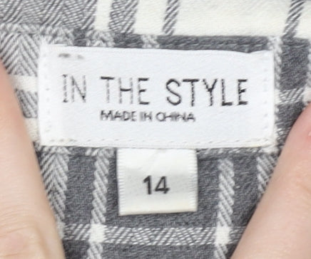 In The Style Women's Grey Check Button-Up Shirt