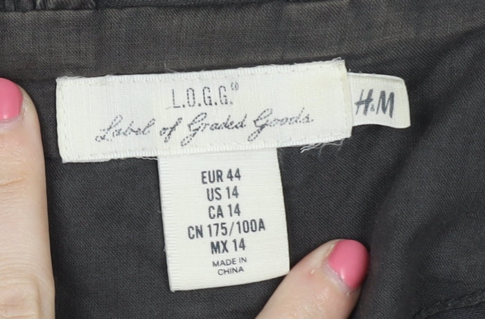 H&M Women's Grey Parka Jacket Size 16