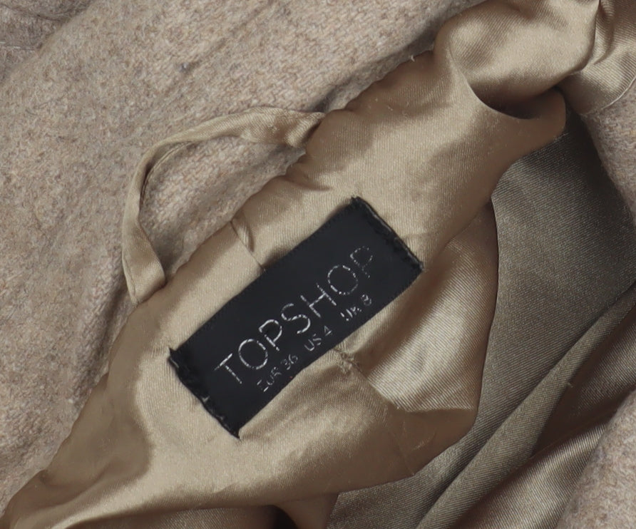 Topshop Women's Beige Hooded Coat Size 2 with Toggles