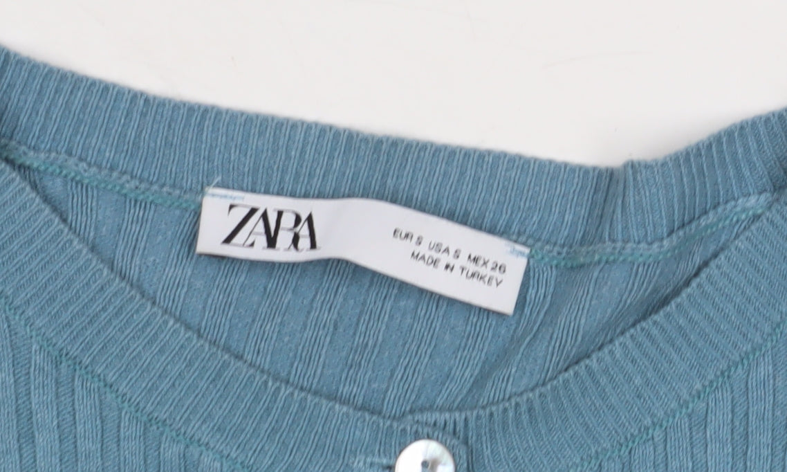 Zara Women's Blue Cardigan UK 6 Button Knit