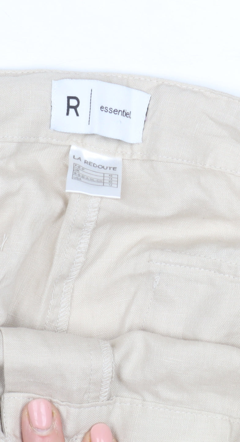 La Redoute Women's Beige Linen Trousers Size 14