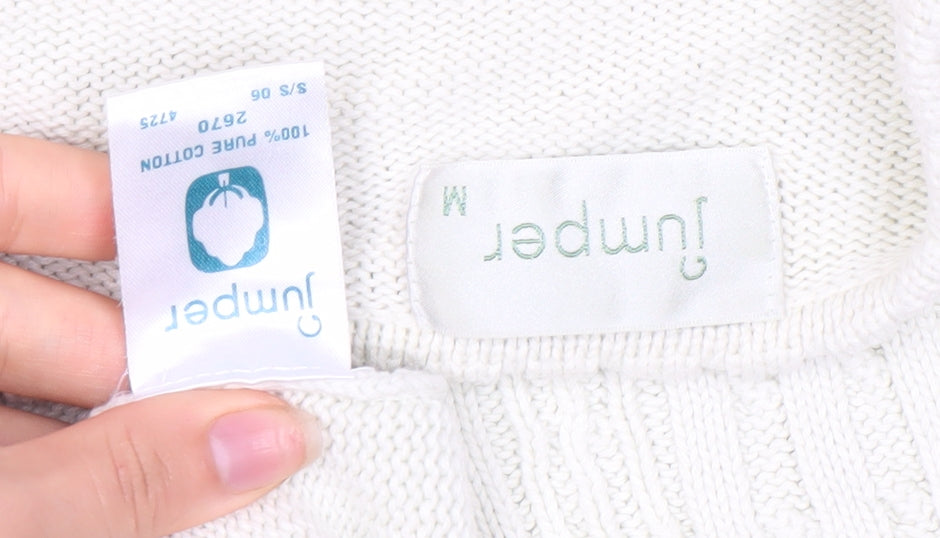 Women's White Cotton Pullover Jumper M