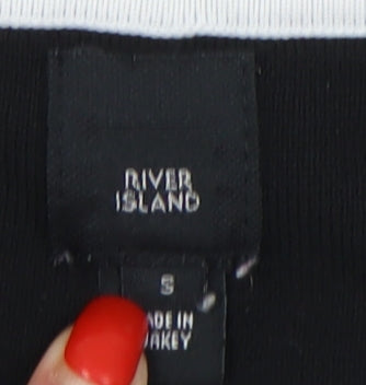River Island Women's Black Striped Full Zip Jumper