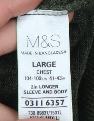 Marks & Spencer Green V-Neck Jumper Men L