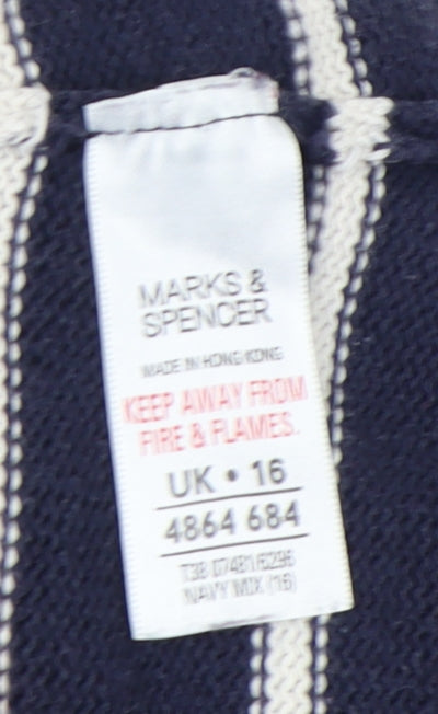 Marks & Spencer Women's Blue Stripe Cowl Neck Jumper