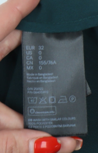 H&M Women's Green Size 4 Collared Blouse