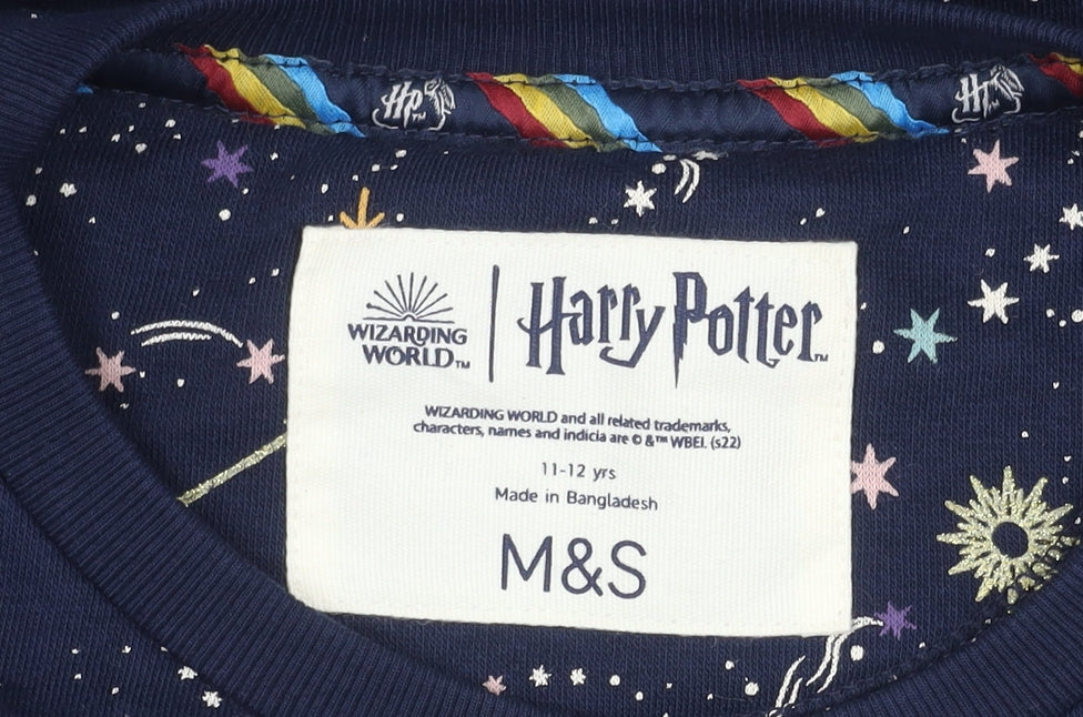 Marks & Spencer Girls Blue Harry Potter Sweatshirt, 11-12 Years, Embroidered