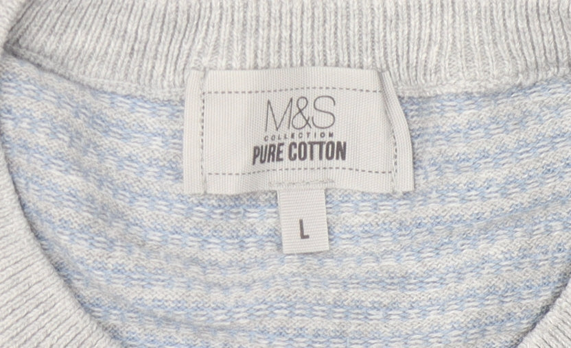 Marks & Spencer Men's Grey L Cotton Pullover Jumper