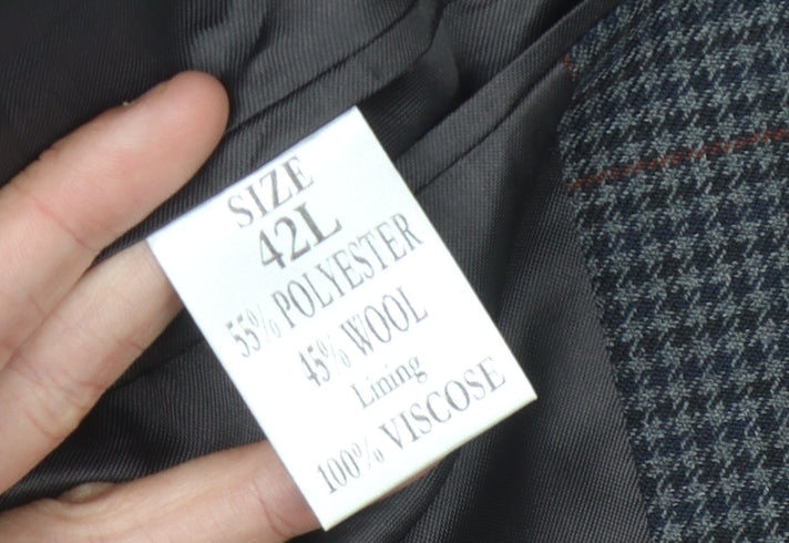 Charlton Gray Men's Grey Check Blazer 42L Long Jacket