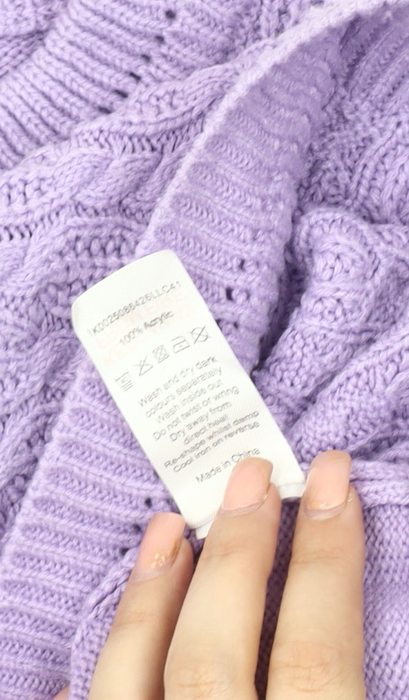 Bonmarché Women's Purple Cable-Knit Jumper L