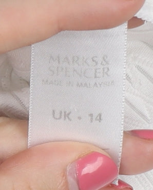 Marks & Spencer White Button-Up, UK 14, Women's Classic Shirt
