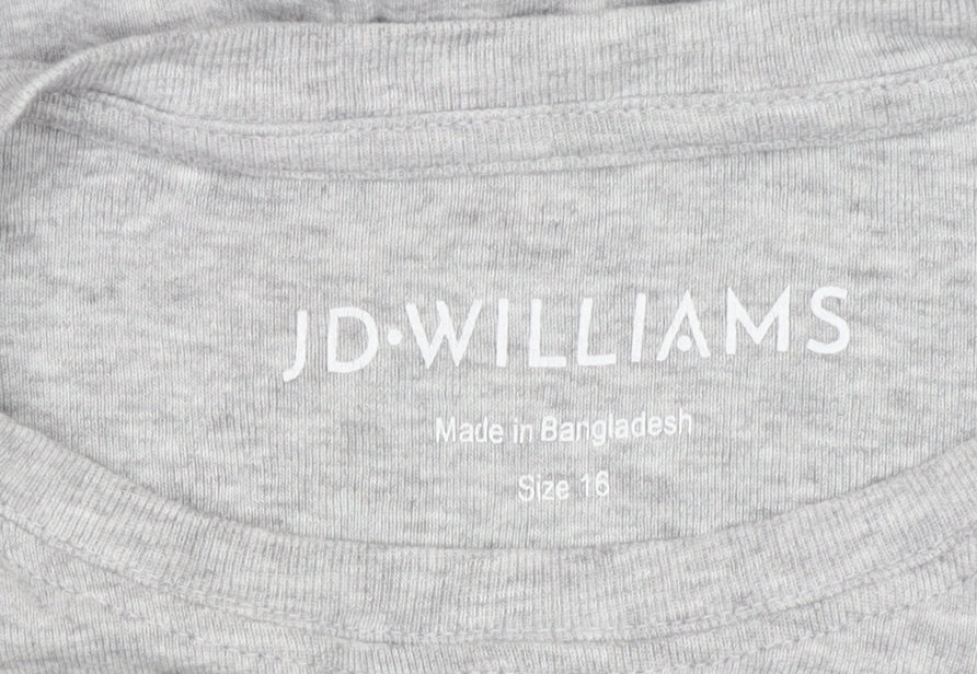 Close-up detail of JD Williams Women's Grey Basic T-Shirt, size 16