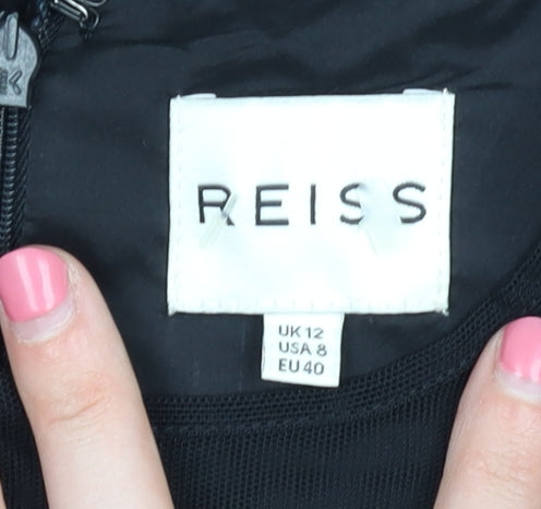 Reiss Women's Black V-Neck Dress Size 12