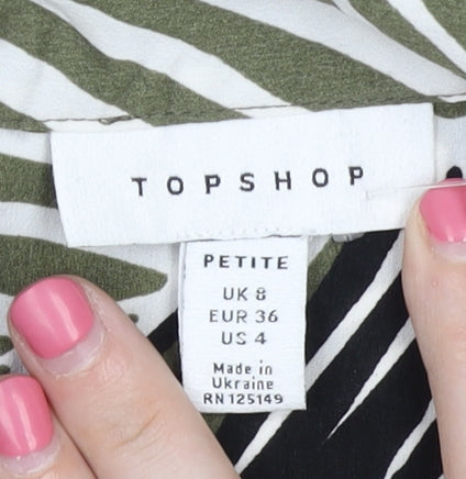 Topshop Women's Size 8 Petite Multicoloured Button-Up