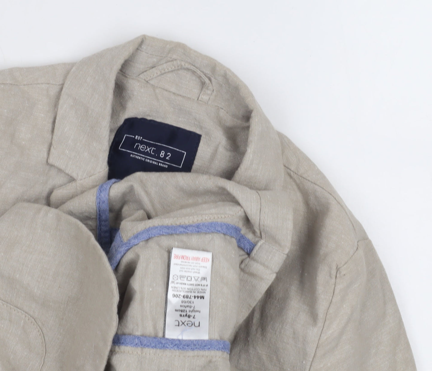 Next Boys Beige Linen Blazer, Size 8 Years Casual Jacket