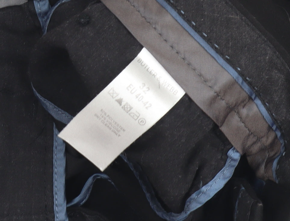 Butler & Webb Men's Black Straight Trousers, Size 32