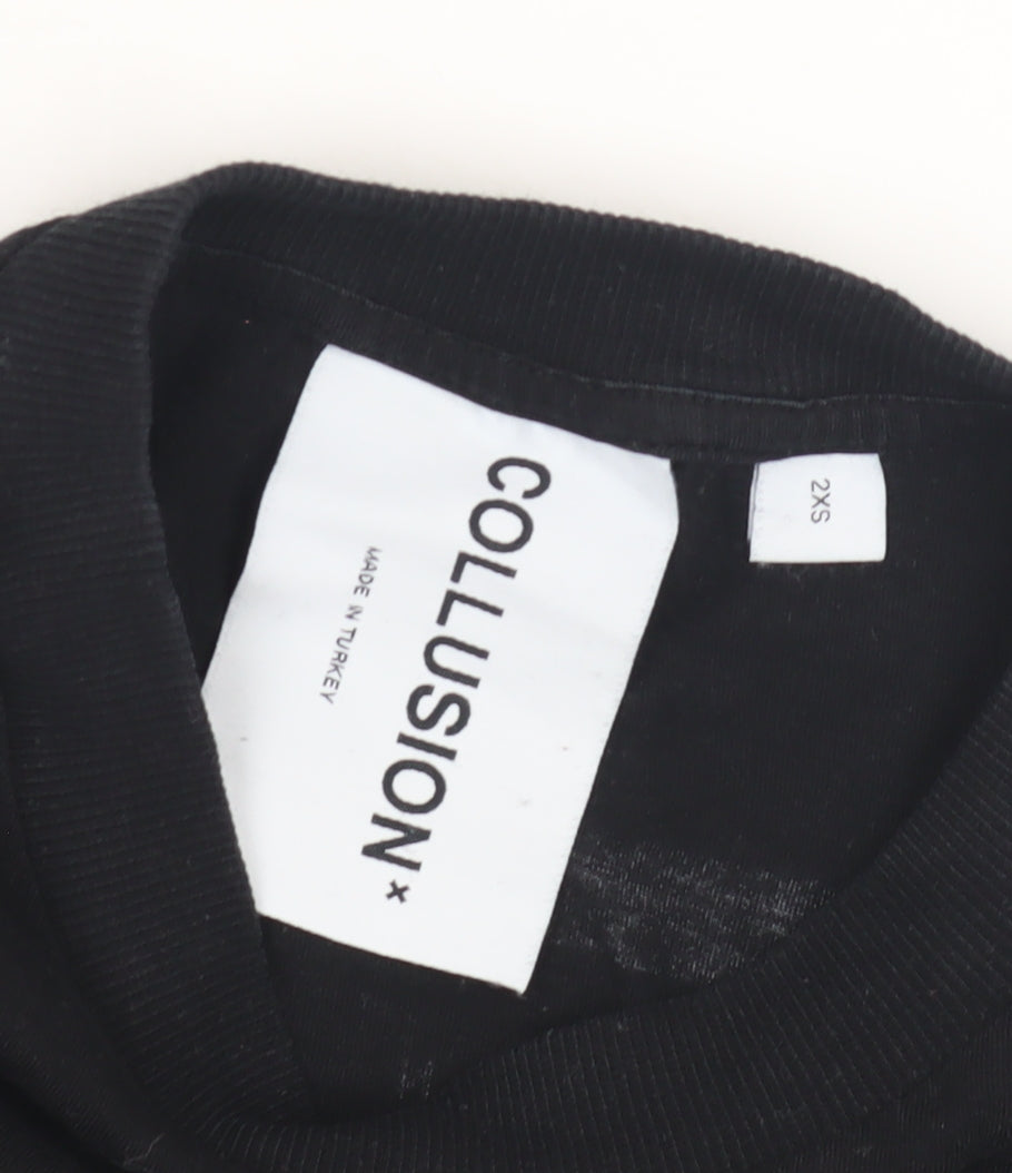 Collusion Men’s Black XS Music Graphic T-Shirt