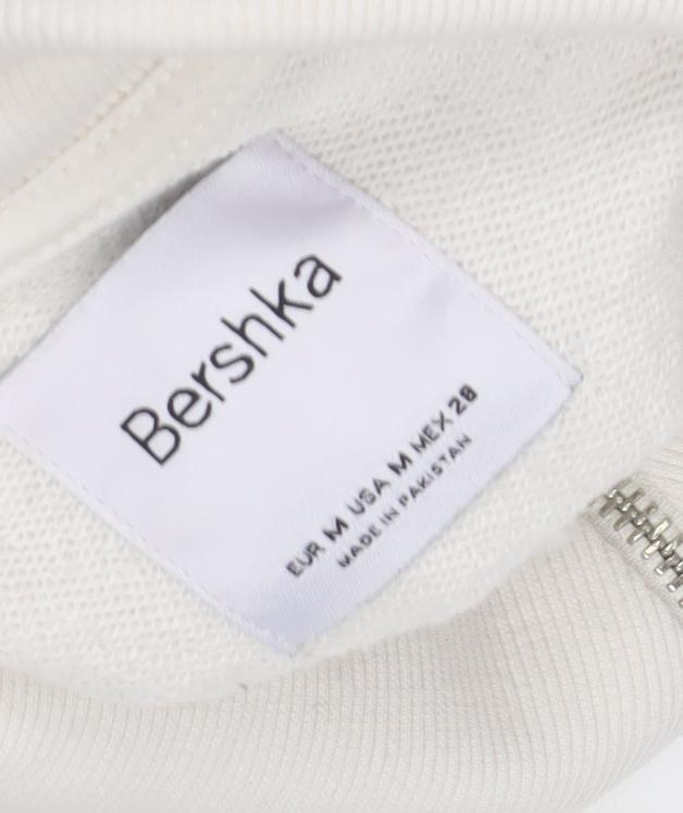 Bershka Unisex White M Logo Sweatshirt