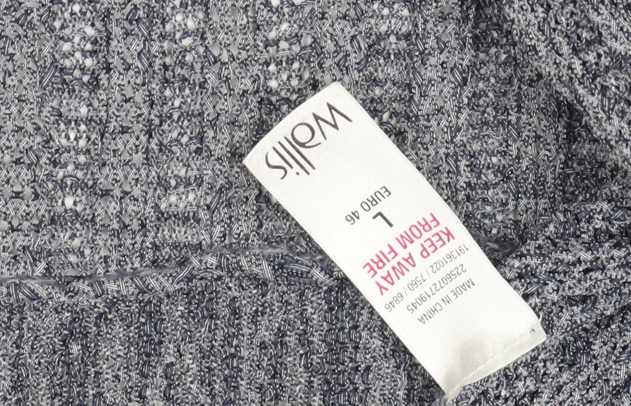 Wallis Women's Grey Open-Knit Open Front Cardigan Size L