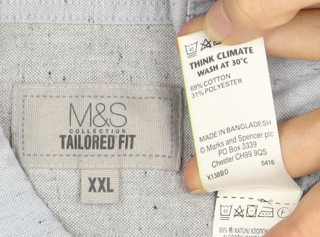 Marks and Spencer Men's Blue 2XL Casual Shirt