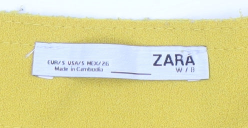 Zara Women's Yellow Short Sleeve T-Shirt Size 12