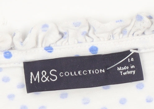 Marks & Spencer Women's White Polka Dot Blouse, Size 14