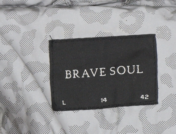 Brave Soul Women's Grey Puffer Jacket, Size 14, Winter Essential