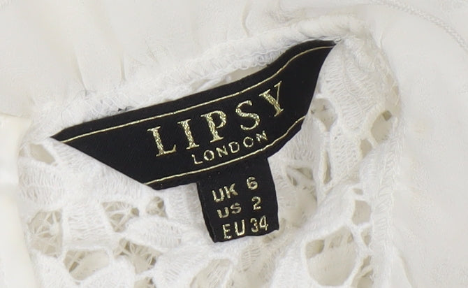 Lipsy London Women's White Lace Blouse, Size 6, Elegant Spring