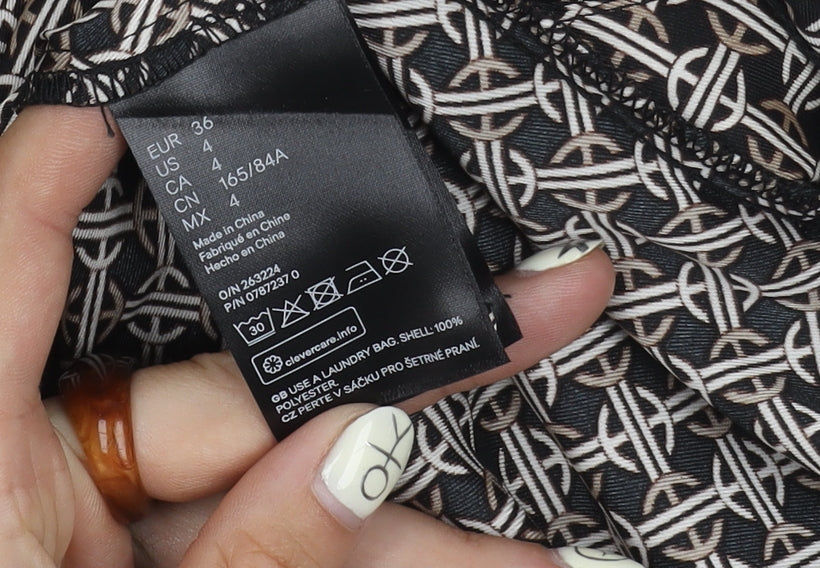H&M Women's Black Geometric Dress - Size 8