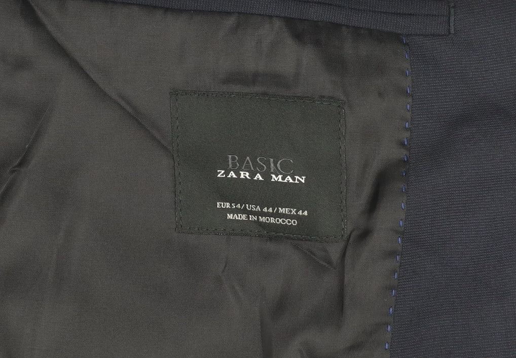 Zara Men's Blue Suit Jacket 44 Regular Fit Formal