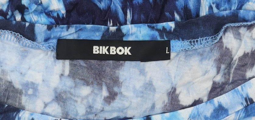 Bik Bok Women’s Blue Floral Cropped Viscose Top