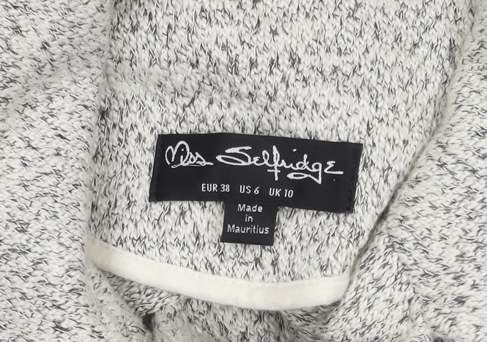 Miss Selfridge Women's Grey Cropped Motorcycle Jacket