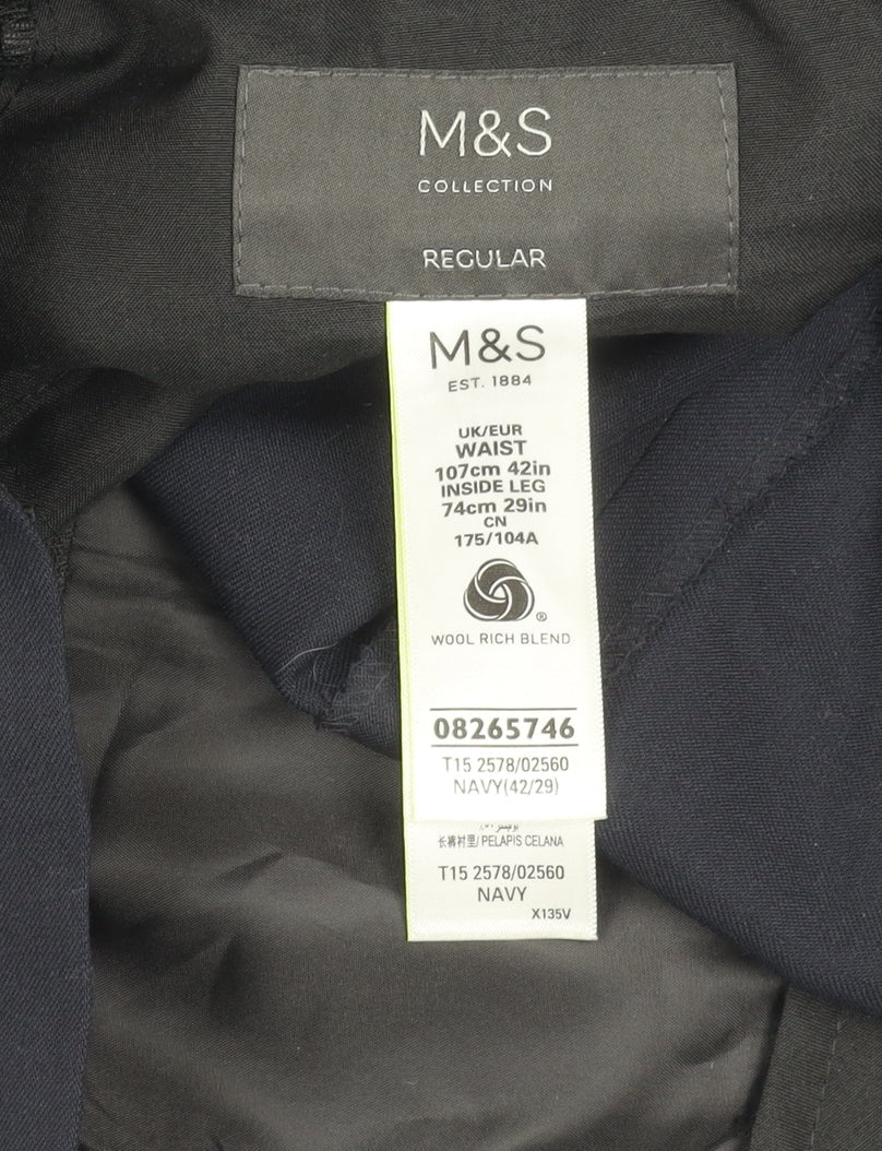 Marks & Spencer Men's Black Regular Fit Trousers