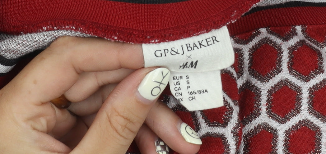 H&M Women's Red Geometric Pullover Jumper, Size S