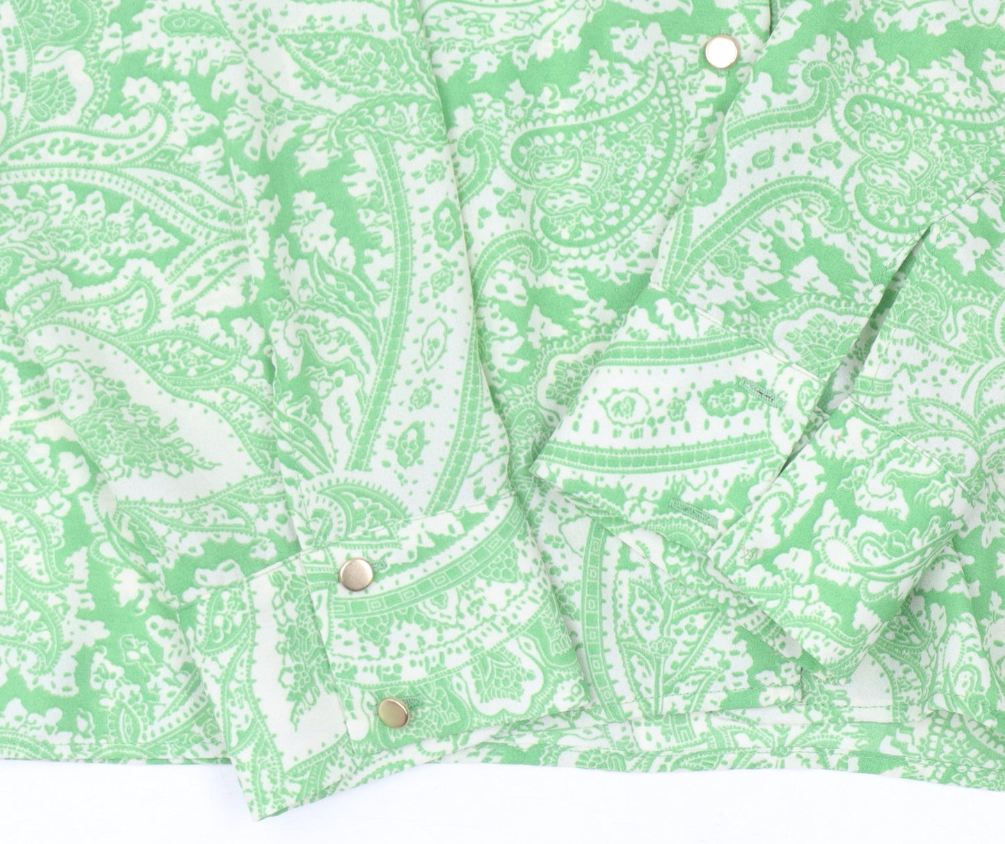 Topshop Womens Green Paisley Button-Up Shirt UK 10