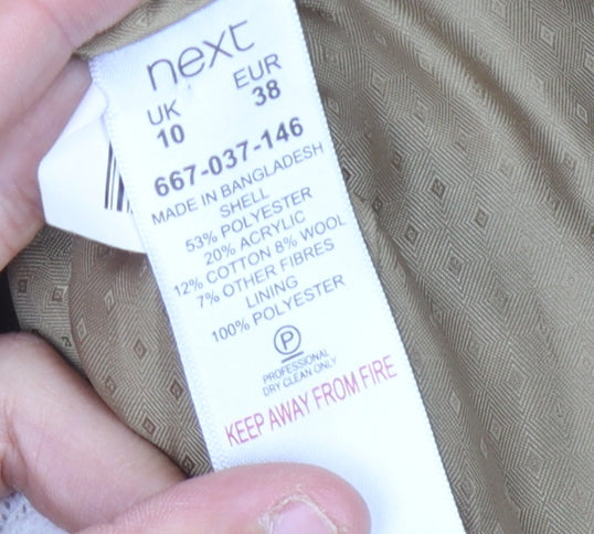Next Women's Beige Overcoat Size 10 Buttoned Lined