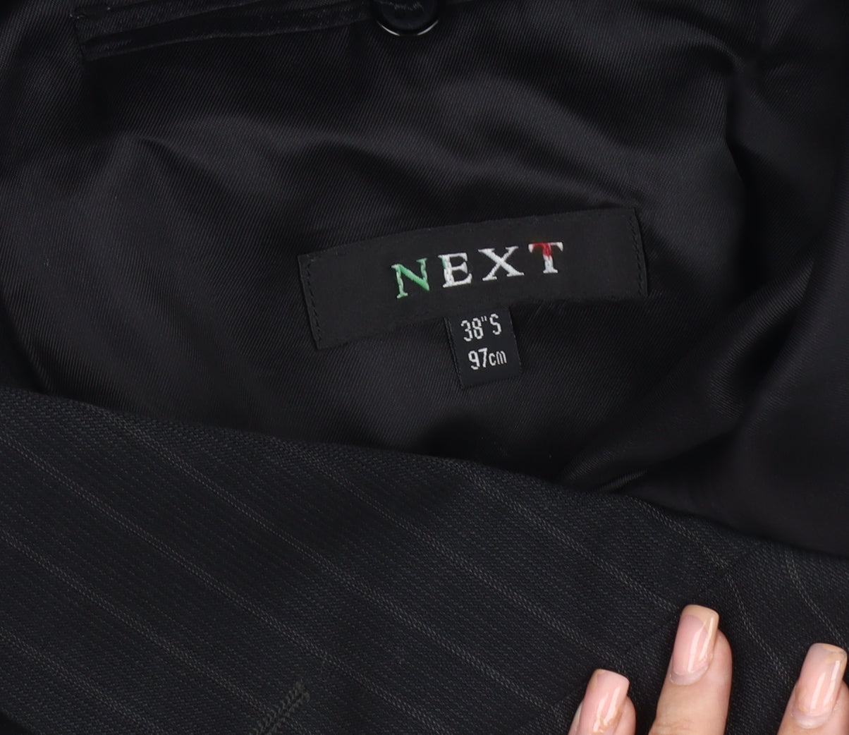 Next Men's Black Striped Suit Jacket Size 38S