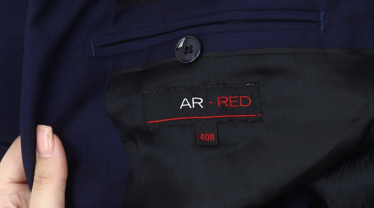 AR RED Men's Blue Blazer Jacket 40R Single-Breasted