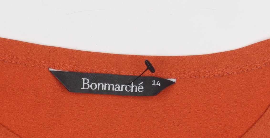 Bonmarché Women's Orange T-Shirt, Size 14, 3/4 Sleeve