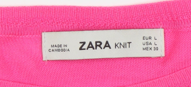 Zara Women Pink Round Neck Pullover Jumper Size L