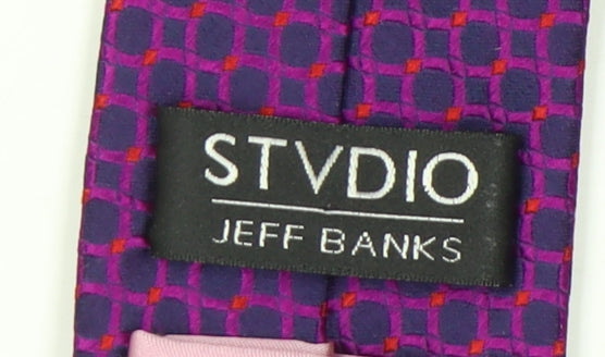 STVDIO Jeff Banks Men's Purple Silk Geometric Tie