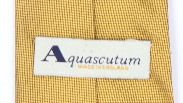 Aquascutum Men's Gold Silk Tie - Made in England