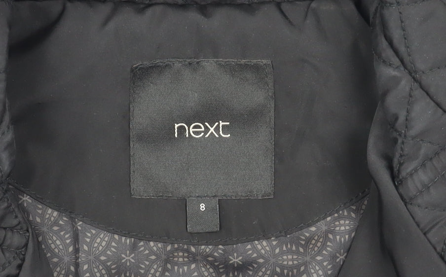 Next Men's Quilted Black Hooded Jacket Size 8