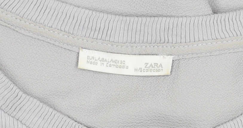 Zara Women's Grey Crew Neck T-Shirt Size 12