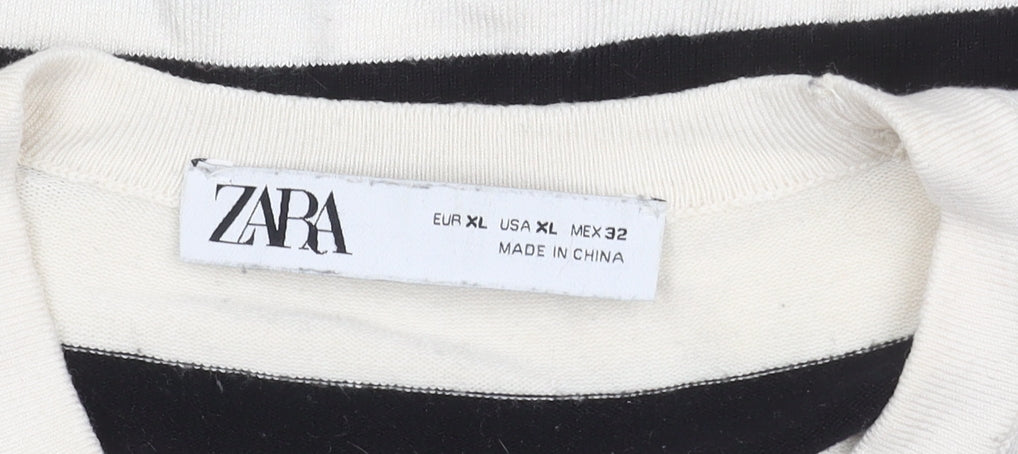Zara Women's Black XL Striped Pullover Jumper