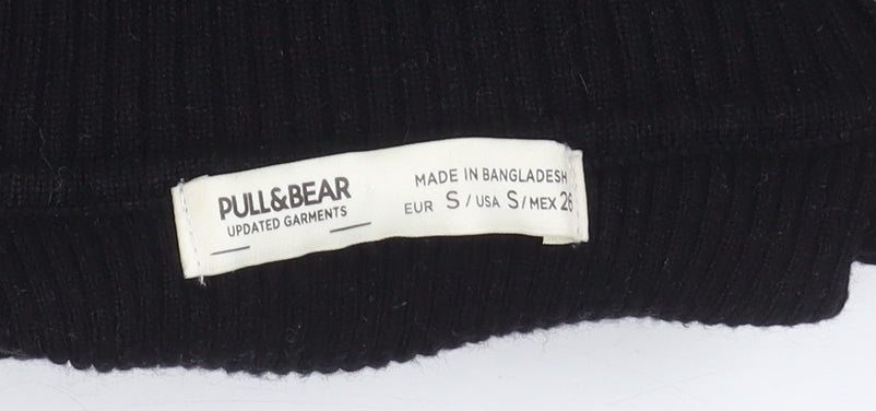 Pull & Bear Women's Black Striped Pullover Jumper S