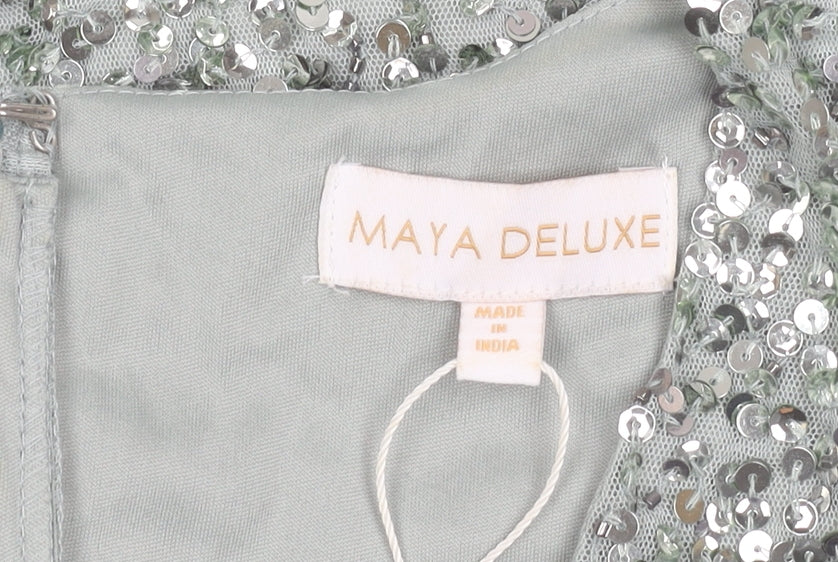 Maya Deluxe Grey Maxi Dress Women Sequin Long Party