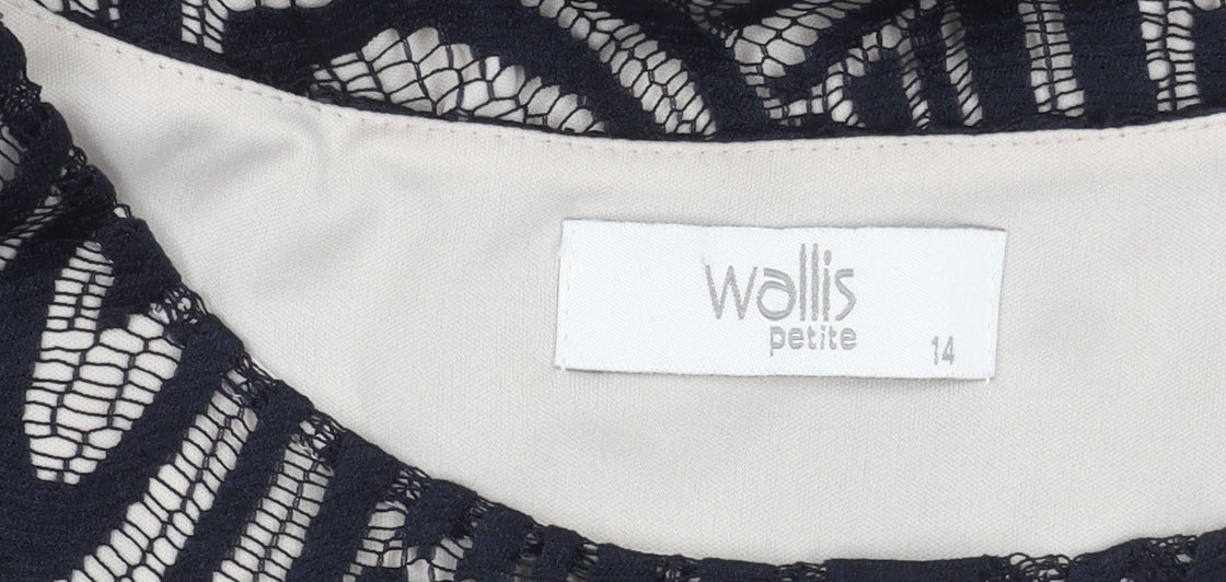 Wallis Petite Geometric Dress UK 14 Multicoloured 3/4 Sleeve
