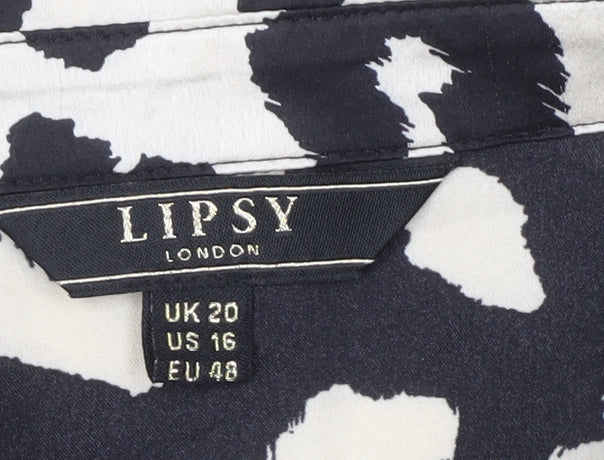 Lipsy Women's Black Animal Print Button-Up, Size 20